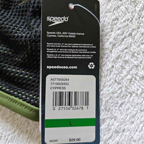 NWT SPEEDO Bikini Turnz Swim Top Swimsuit BLACK MESH CYPRESS GREEN size L Beach - Picture 5 of 7
